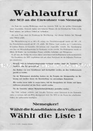 Wahlaufruf der SED zu den Gemeindewahlen 1946