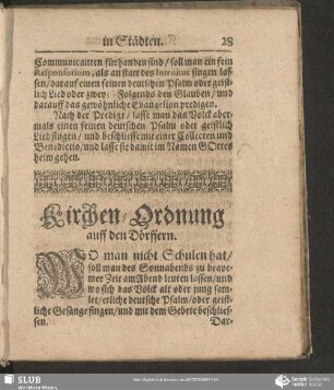 Kirchen-Ordnung auff den Dörffern