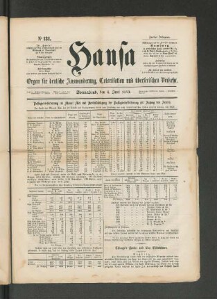 No. 131. Sonnabend, den 4. Juni 1853.