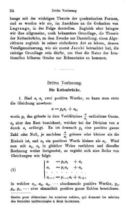 Dritte Vorlesung. Die Kettenbrüche