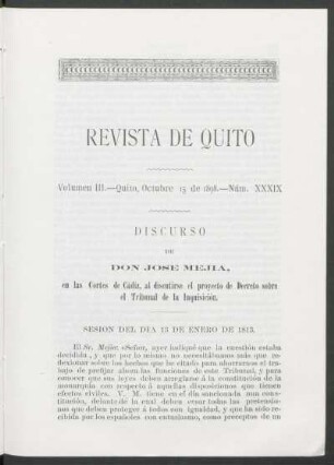 Núm. XXXIX - Quito, Octubre 15 de 1898