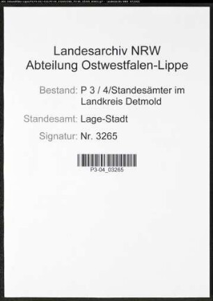 Heiratsregister Standesamt Lage-Stadt