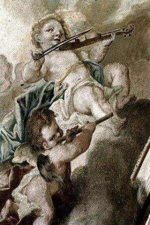 Musizierende Putti mit Flöte und Violine