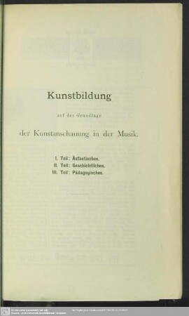 Kunstbildung auf der Grundlage der Kunstanschauung in der Musik