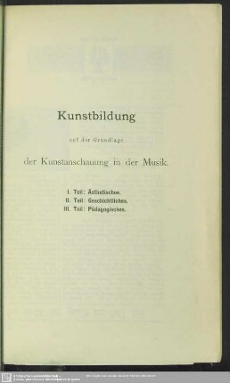 Kunstbildung auf der Grundlage der Kunstanschauung in der Musik