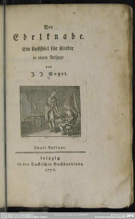 Der Edelknabe : Ein Lustspiel für Kinder in einem Aufzuge