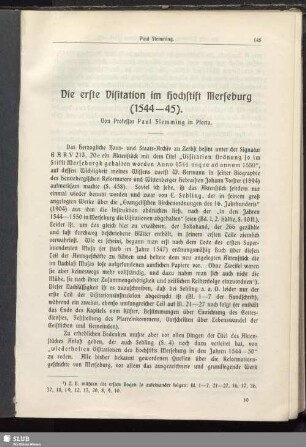 Die erste Visitation im Hochstift Merseburg (1544-45)
