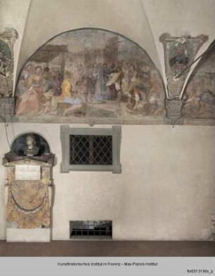 Freskenzyklus mit Darstellungen zu den Ursprüngen des Servitenordens : Chiarissimo Falconieri finanziert den Weiterbau der Santissima Annunziata (1262)
