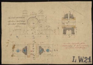 Technische Zeichnung : [Lagerschalen für die Dreschmaschine D]