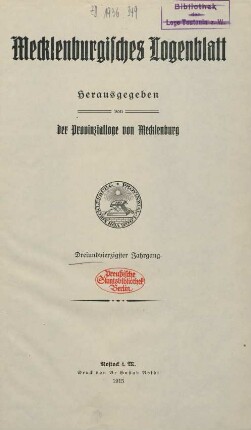 43.1914/15: Mecklenburgisches Logenblatt