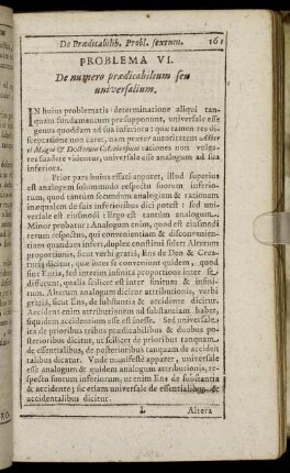 Problema VI. De numero prædicabilium seu universalium.