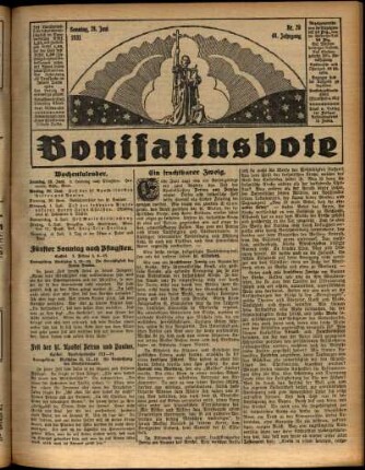 Erste Ausgabe vom Sonntag, den 28. Juni 1931.