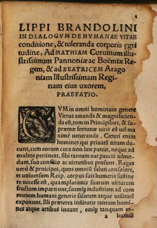 De humanae vitae Conditione dialogus : ad Mathiam Corvinum
