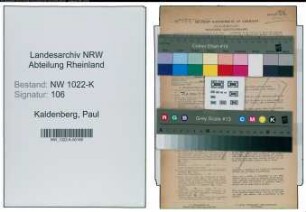 Entnazifizierung Paul Kaldenberg , geb. 07.11.1892 (Stadtinspektor)
