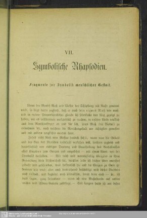VII. Symbolische Rhapsodien