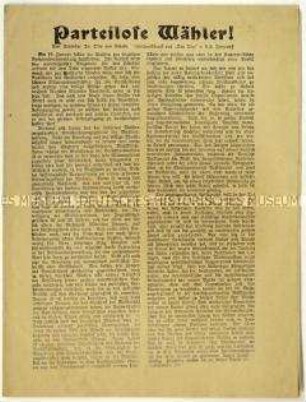 Aufruf von Otto von Gierke zur Wahl der Deutschnationalen Volkspartei in die Nationalversammlung 1919