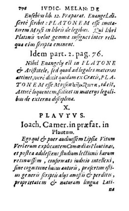 X. Plavtvs. Ioach. Camer. in præfat. in Plautum.