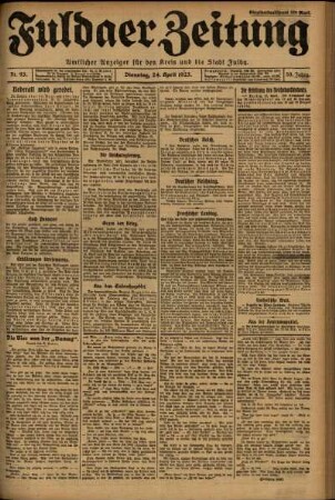 Ausgabe vom Dienstag, den 24. April 1923.