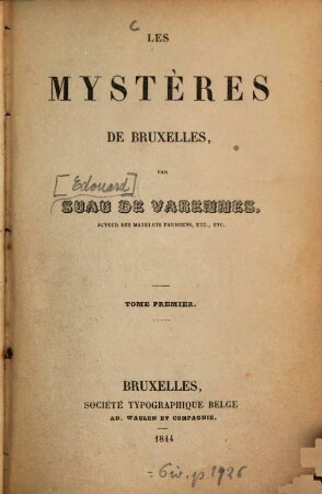 Les mystères de Bruxelles, 1