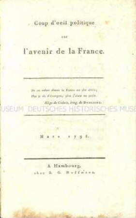 Abhandlung über die politische Situation in Frankreich 1795