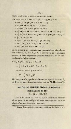 Solution du problème proposé au concours d'agrégation de 1867.