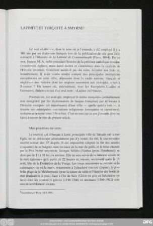 Latinité Et Turquité À Smyrne