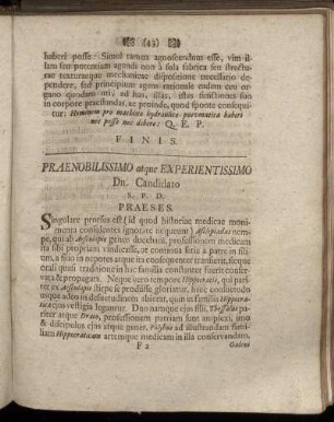 Praenobilissimo atque Experientissimo Dn. Candidato S. P. D. Praeses.