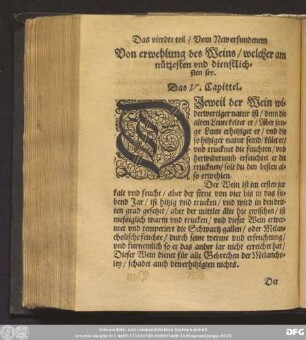 Von erwehlung des Weins/ welcher am nützesten und dienstlichsten sey. Das V. Capittel.