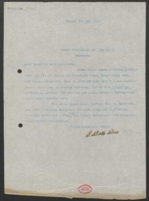 Brief an Adolf von Gross : 13.05.1911