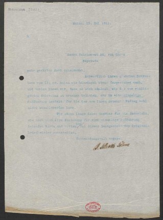 Brief an Adolf von Gross : 13.05.1911