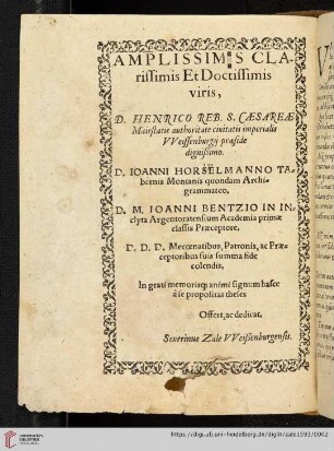 Amplissimis Clarissimis Et Doctissimis viris