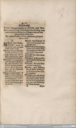 Erklärung Derer Bergmännischen Wörter und Redarten/...