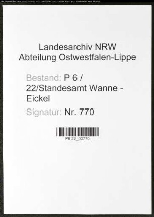 Namensverzeichnis Wanne - Eickel, Todesfälle