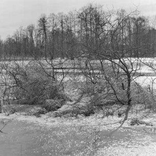 Spreewald um 1940. Überflutete Wiesen und Felder. : Błóta wokoło 1940. Přepławjene łuki a pola.