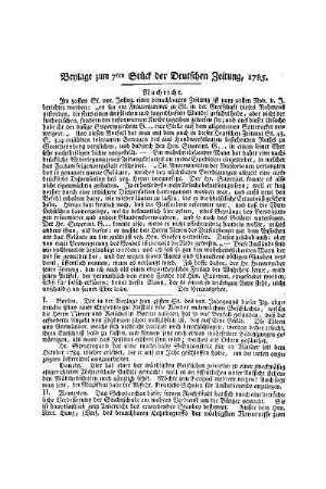 Beylage zum 7ten Stück der Deutschen Zeitung 1785