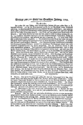 Beylage zum 7ten Stück der Deutschen Zeitung 1785