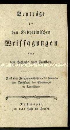 Beiträge zu den Sibyllischen Weissagungen
