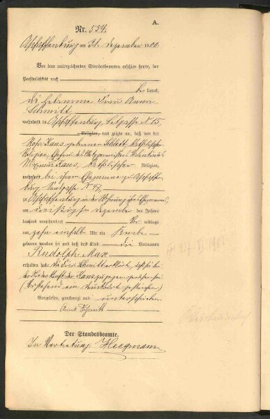 Standesamtsbuch der Stadt Aschaffenburg: Geburten 365/1900 - 184/1901