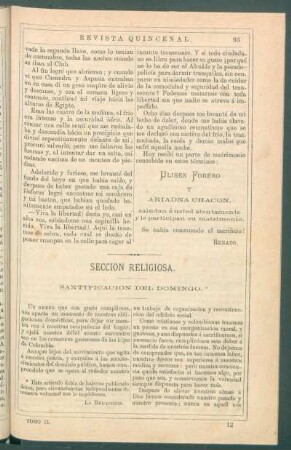 Sección religiosa. : Santificación del domingo.