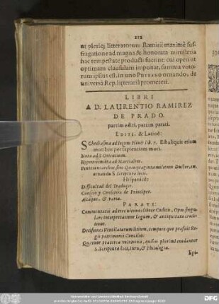 Libri A D. Laurentio Ramirez De Prado. partim editi, partim parati.