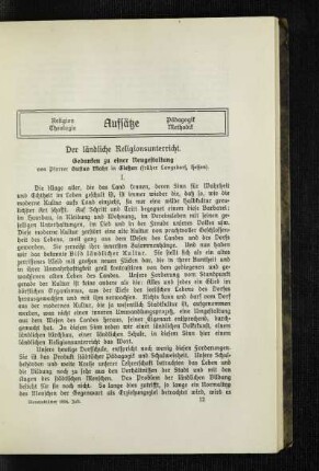 ¬Der¬ ländliche Religionsunterricht : Gedanken zu einer Neugestaltung