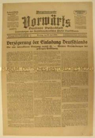 Zentralorgan der SPD "Vorwärts" u.a. zur Londoner Konferenz