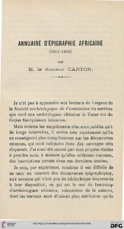 Sér. 4: Annuaire d'épigraphie africaine : (1901-1902)