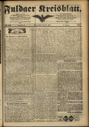 Dritte Ausgabe vom Samstag, den 25. Juni 1910.