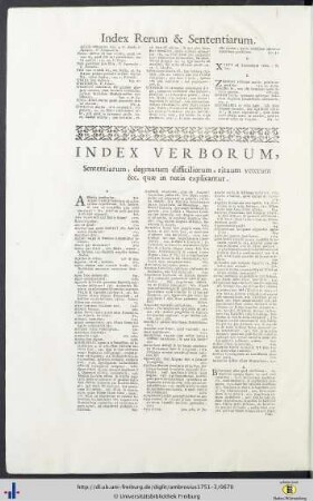 Index Verborum, Sententiarum, Dogmatum difficiliorum, et rituum veterum quae in notis explicantur.