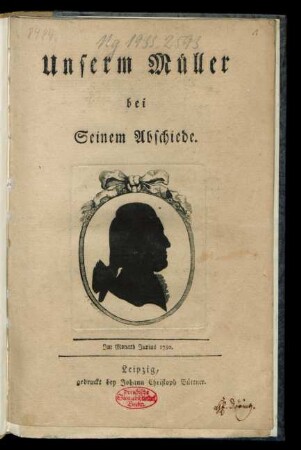 Unserm Müller bei seinem Abschiede : Im Monath Junius 1780
