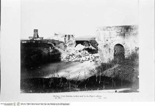 Serie von Fotografien aus der Kampagne von John Henry Parker, Historical photographs: A catalogue of three thousand three hundred photographs of antiquities in Rome and Italy, London 1879, Rom, Ponte Salario mit den Zerstörungen durch päpstliche Truppen im Jahr 1867