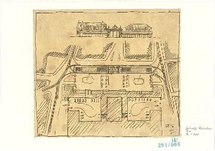 Fischer, Theodor; München; Hauptbahnhof, Bebauungsvorschlag - Lageplan, Ansicht