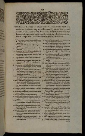 Permissu D. Laurentii Blanchetti Sacri Palatii Apostolici causarum Auditoris [...]