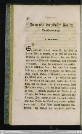 Zwey und dreyßigstes Kapitel. Verschwendung